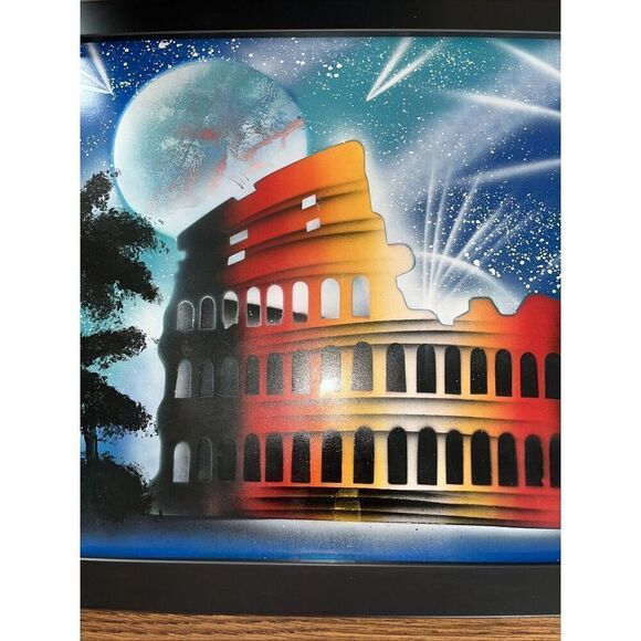 2015 Framed Signed Original Disco Graffiti Pop Mixed Media Art - Roman Colosseum - Picture 3 of 12